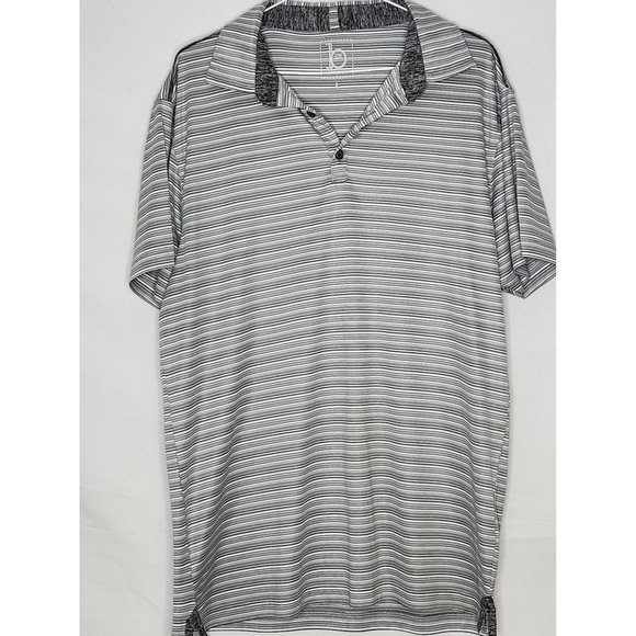 B-Line Sport‎ Mens Gray\White Stripe Short Sleeve Sz L - Picture 1 of 5
